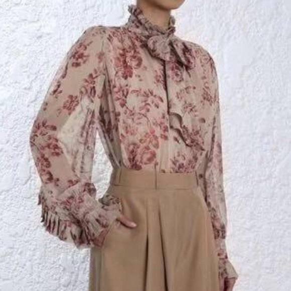NWT Zimmermann Unbridled Tie Neck Blouse - Picture 3 of 8